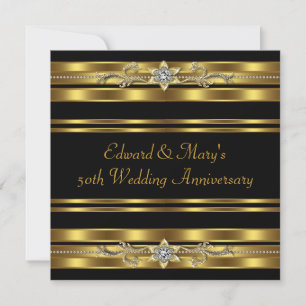 Black Gold 50th Wedding Anniversary Invitation