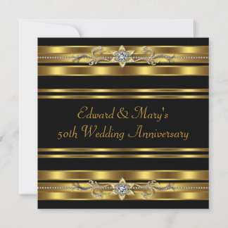 Black Gold 50th Wedding Anniversary Invitation