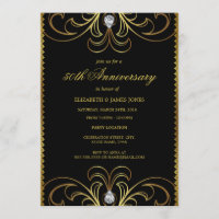 Black & Gold 50th Wedding Anniversary Invite