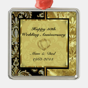 Black & Gold 50th Wedding Anniversary Ornament