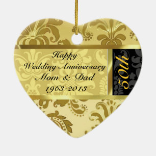 Black & Gold 50th Wedding Anniversary Ornament