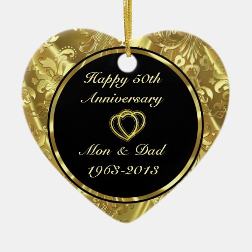 Black & Gold 50th Wedding Anniversary Ornament | Zazzle