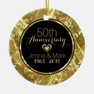Black & Gold 50th Wedding Anniversary Ornament