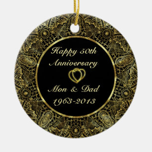 Black & Gold 50th Wedding Anniversary Ornament 2