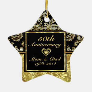 Black & Gold 50th Wedding Anniversary Ornament 2
