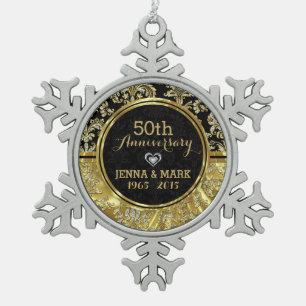 Black & Gold 50th Wedding Anniversary Ornament 2a