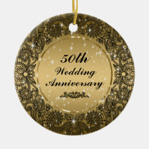 Black & Gold 50th Wedding Anniversary Ornament 3