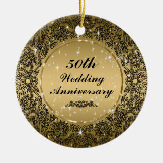 Black & Gold 50th Wedding Anniversary Ornament 3