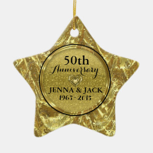 Black & Gold 50th Wedding Anniversary Ornament 3