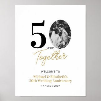 Black Gold 50th Wedding Anniversary Photo Welcome Poster