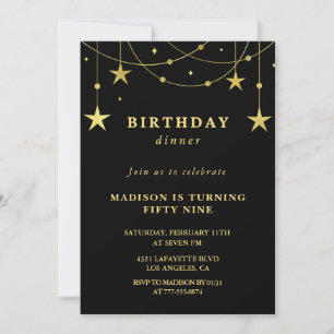 Black Gold 59th birthday invitations  Stars