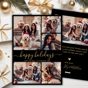 Black Gold 5 Photo Happy Holidays Christmas Holiday Card