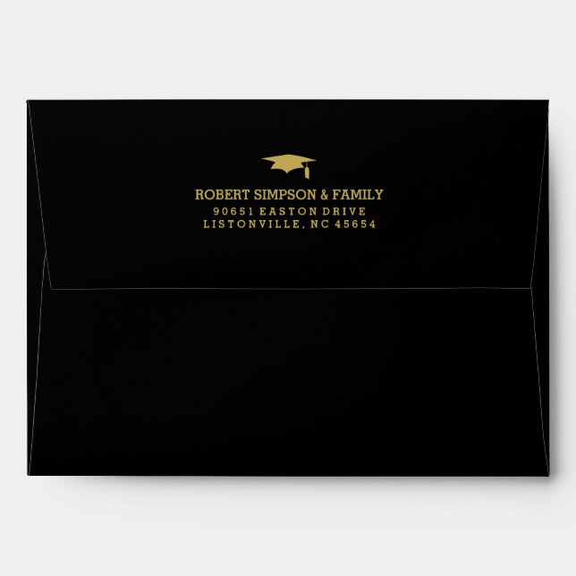 Black & Gold 5x7 Graduation Invite Envelope (Back (Top Flap))