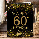 Black Gold 60th Birthday Card<br><div class="desc">This 60th birthday card is a perfect way to extend your greetings. Add a personal touch by including your favourite photo on the back.</div>