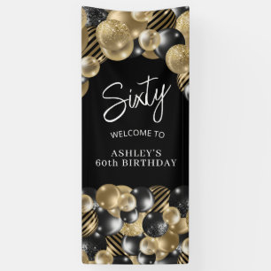 Black Gold 60th Birthday Door Banner