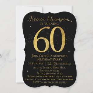 Black & Gold 60th Birthday Invitation