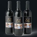 Black gold 60th birthday multi photo party wine label<br><div class="desc">Celebrate your 60th birthday in style with these black,  white and gold effect 50 and fabulous birthday party labels. A modern design with script text2 photo and bold graphics. Change the colour to customise. Part of a collection.</div>