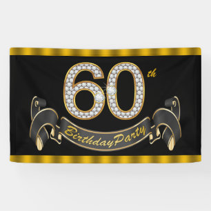 Black Gold 60th Birthday Party Banner