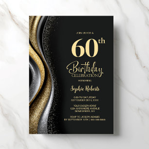 Black Gold 60th Birthday Party Invitation