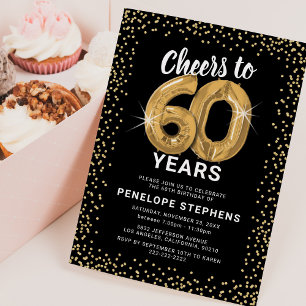Black Gold 60th Birthday Party Invitation