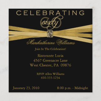 Black & Gold 60th Birthday Party Invitations