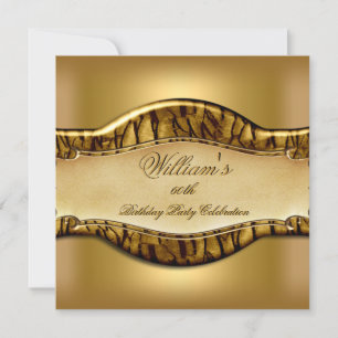 Black Gold 60th Birthday Party Mens Gold Invitation