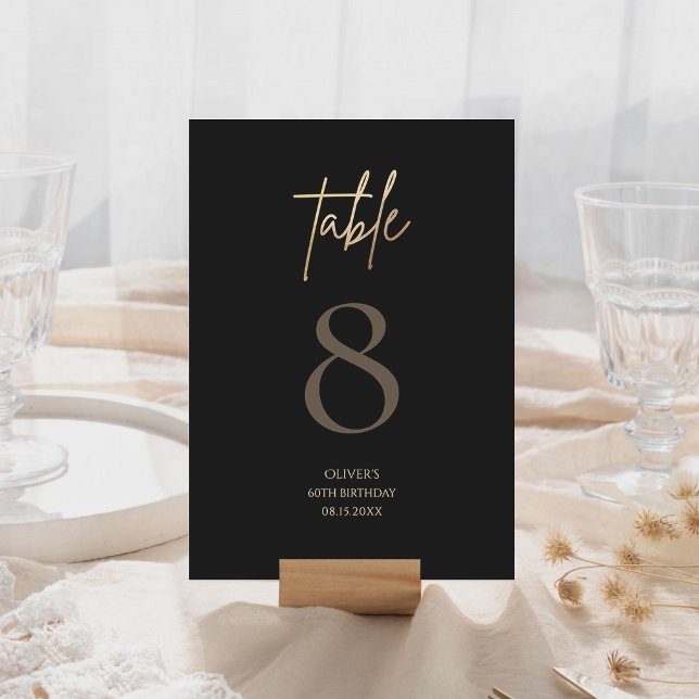 Black Gold 60th Birthday Party Table Number (Black Gold 60th Birthday Party Table Number)