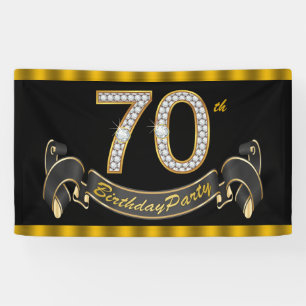 Black Gold 70th Birthday Party Banner