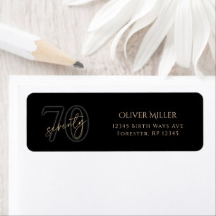 Black Gold 70th Birthday Return Address Label