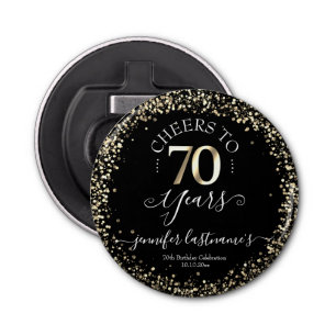 Black & Gold 70th Birthday Script Bottle Opener