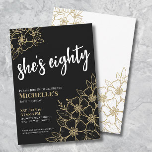 Black Gold 80th Birthday Party Invitation