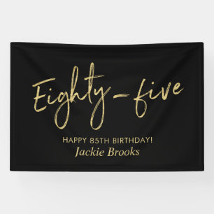 Black & Gold 85th Birthday Party Welcome Banner