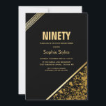 Black Gold 90th Birthday Dinner Party Invitation<br><div class="desc">A modern sophisticated black and gold 90th birthday dinner party invitation.</div>