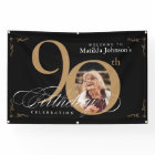 Black Gold 90th Birthday Elegant Calligraphy Photo