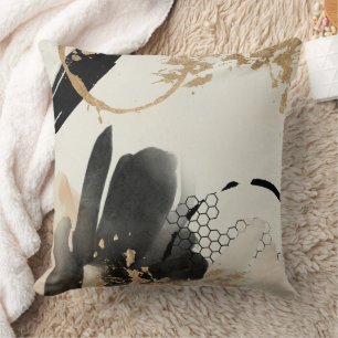 Black Gold Abstract Design Cushion