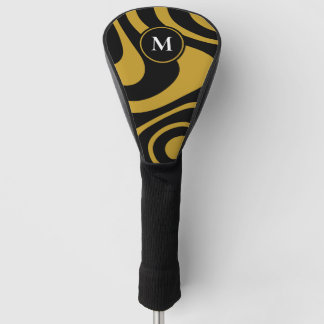 Black Gold Abstract Design Custom Initial Driver Golf Head Cover