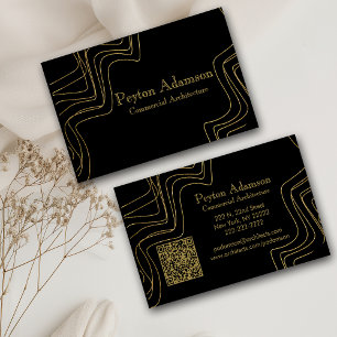 Black/Gold Abstract Lines Architect/Template Business Card