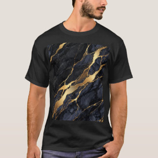 Black Gold Abstract Marble T-Shirt Luxury Aestheti