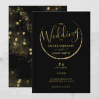 Black & Gold Abstract New Moon Sparkle Wedding