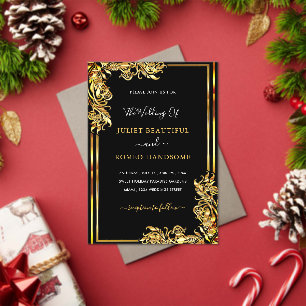 Black Gold Acrylic Wedding Invitation Example