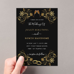 Black Gold Acrylic Wedding Invitation Template