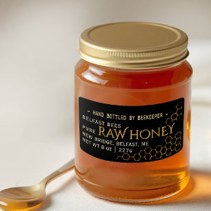 Black Gold Address Sized Honey Label with comb