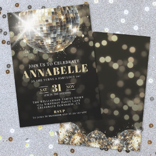 Black Gold Adult 50th Birthday Party Invitation