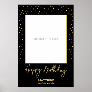Black & Gold Adult Birthday Photo Frame Prop Poster