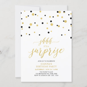 Black & Gold   Adult Milestone Birthday Party Invitation
