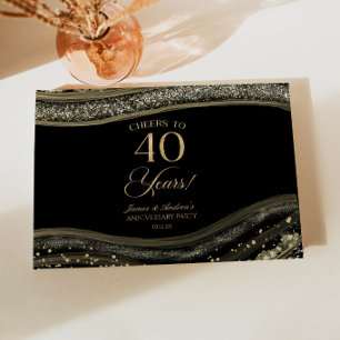 Black Gold Agate 40th Wedding Anniversary Party Guest Book