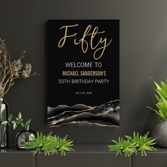 Black Gold Agate 50th Birthday Poster (Creator Uploaded)