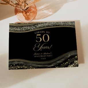 Black Gold Agate 50th Wedding Anniversary Party Guest Book