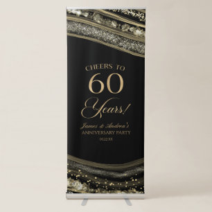 Black Gold Agate 60th Wedding Anniversary Party Retractable Banner
