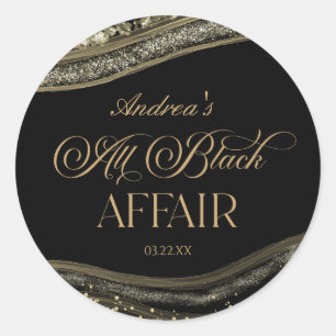 Black Gold Agate All Black Affair Birthday Party Classic Round Sticker